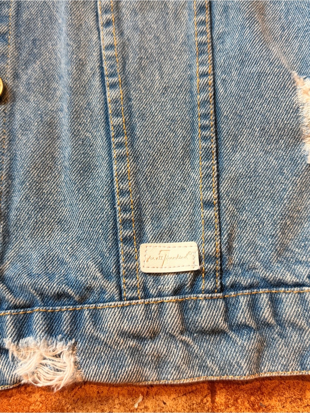 7 For All Mankind Light Blue Distressed Denim Jacket - Picture 3 of 14